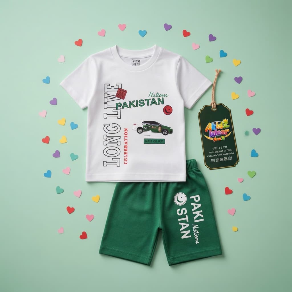 Long Live Pakistan Green Tee for Kids – 14 August | AkidZ Wear 14 August collection Pakistan