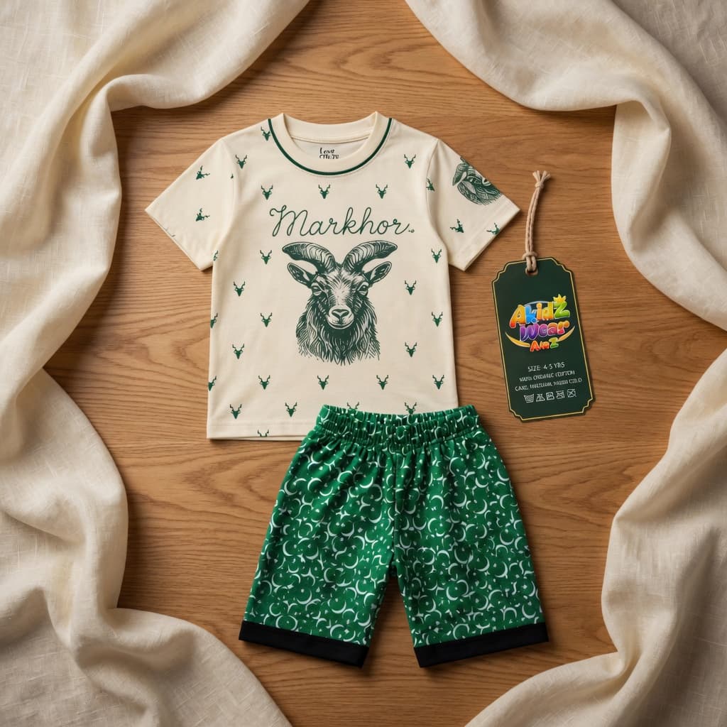 Markhor Green Cotton Suit for Kids – 14 August | AkidZ Wear 14 August collection Pakistan