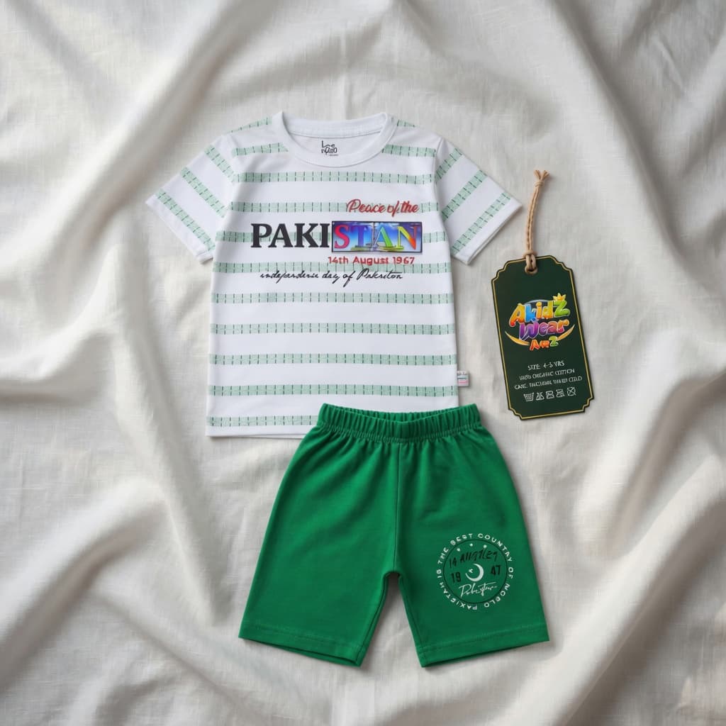 Pakistan Stripes Cotton Suit for Kids – 14 August | AkidZ Wear 14 August collection Pakistan
